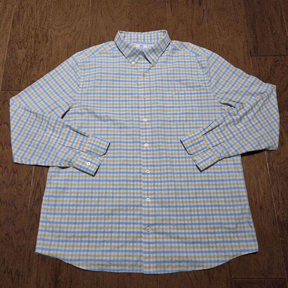 Southern Tide Shirt XXL Mens Intercoastal Performance Plaid Long Sleeve Button